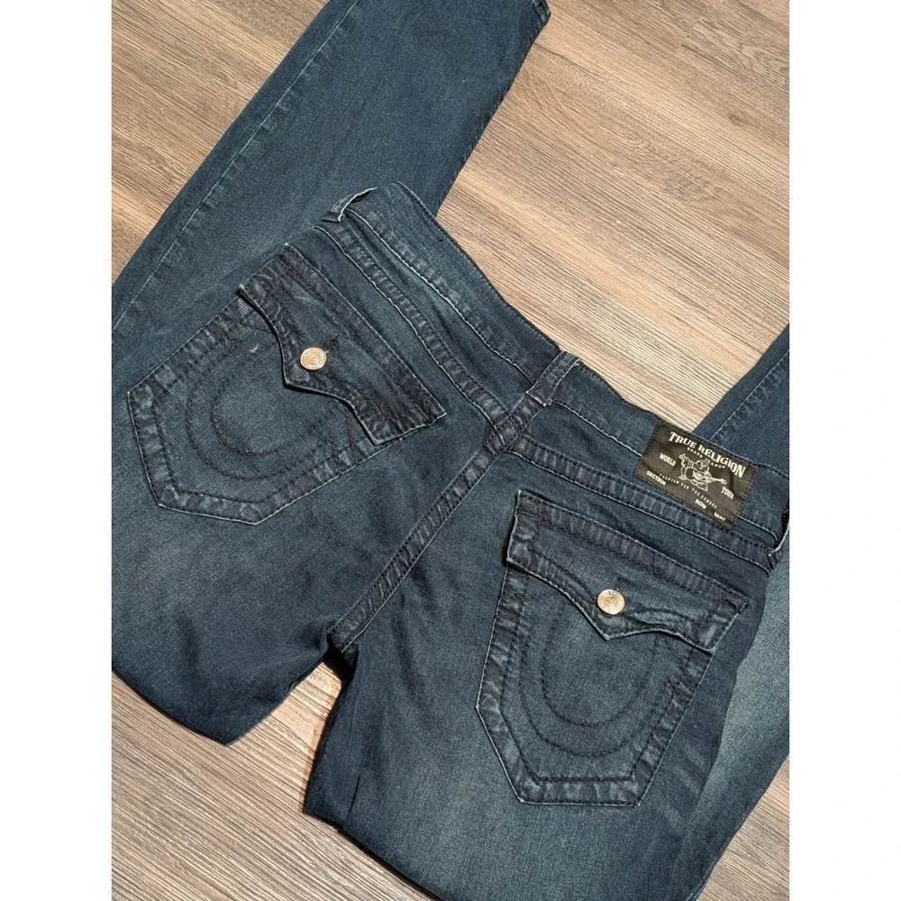 True Religion Geno Flap Big T Relaxed Slim Jeans Mens 32 Dark Wash Denim 102929‎